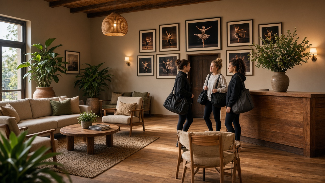 DanceNest studio lobby with dancers gathering after class in George